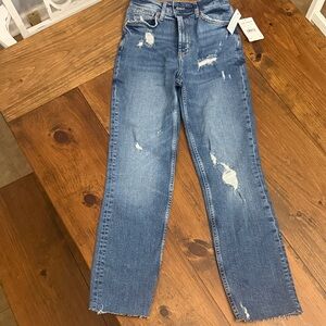We The Free Distressed Straight Leg Jeans - Medium Blue